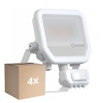 Voordeelpak 4x Ledvance LED Floodlight Aluminium Wit 17W 2400lm 100D - 840 Koel Wit | IP65 - Bewegings- En Lichtsensor - Symmetrisch