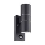 Eglo Wandlamp Riga 5 Staal Antraciet Up & Down 2W 250lm - 830 Warm Wit | IP44 - Bewegingssensor